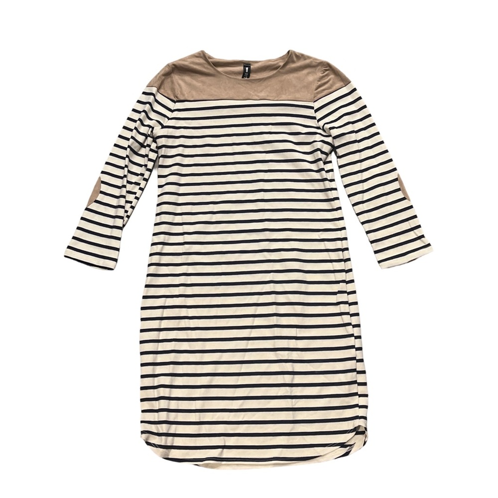 Design Lab striped dress with suede details SZ M NWOT